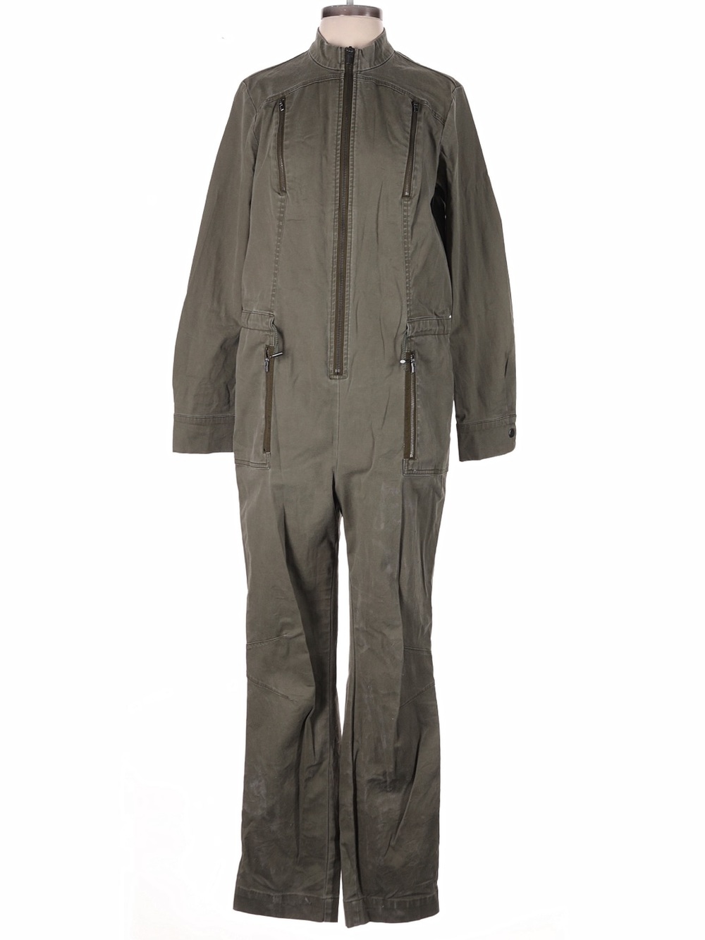 Athleta Olive Green Utility Jumpsuit with Zip Pockets